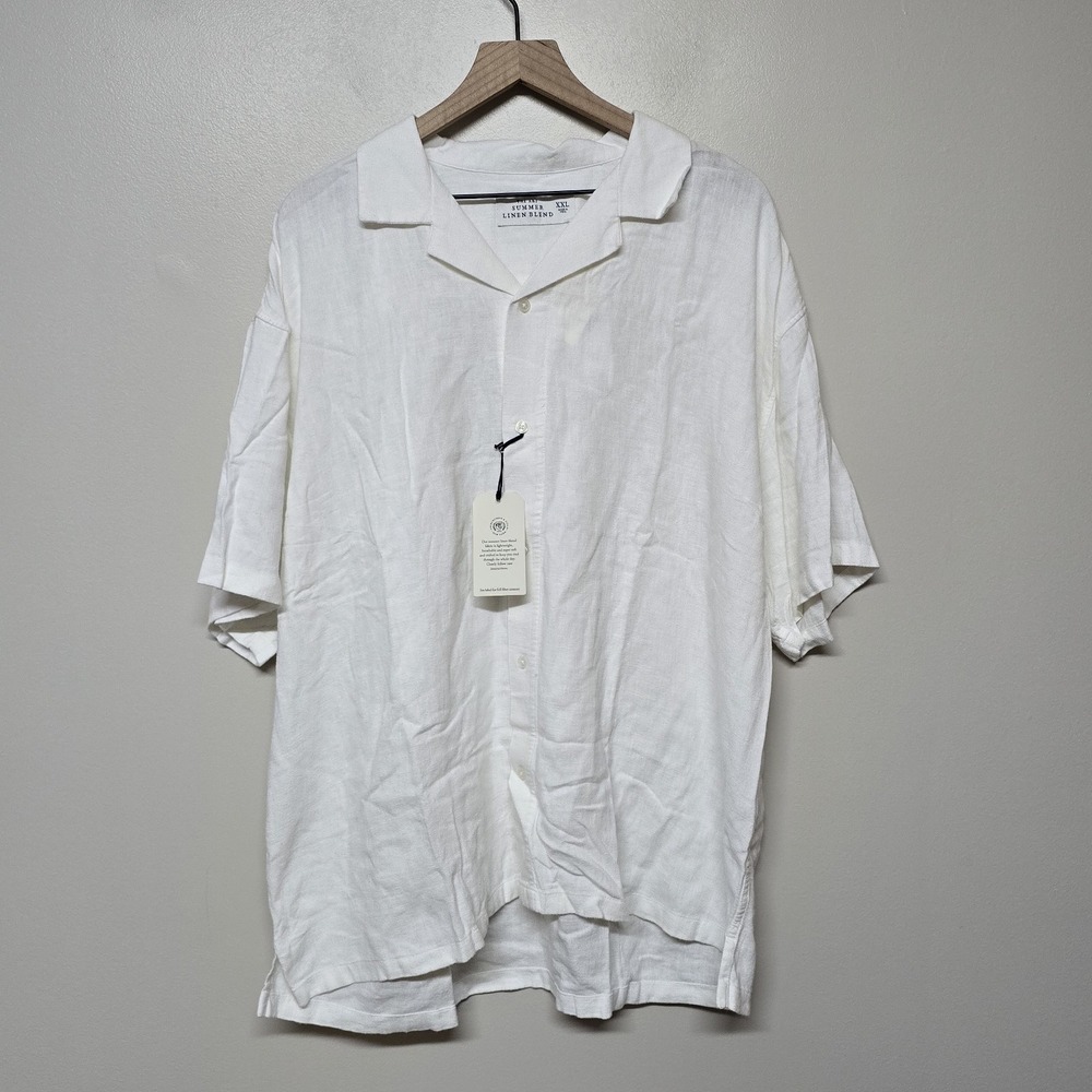 NEW Abercrombie & Fitch Summer Linen Blend Shirt Mens XXL White NWT